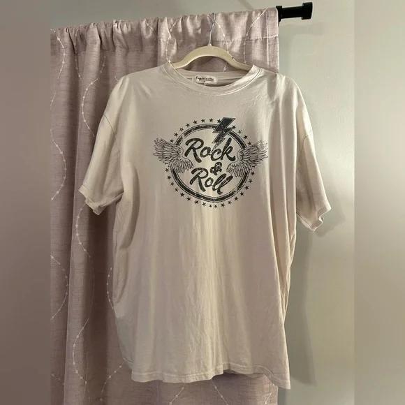 Rock and Roll Oversized Off White Graphic Tee - Bundle and Save! - Picture 2 of 2